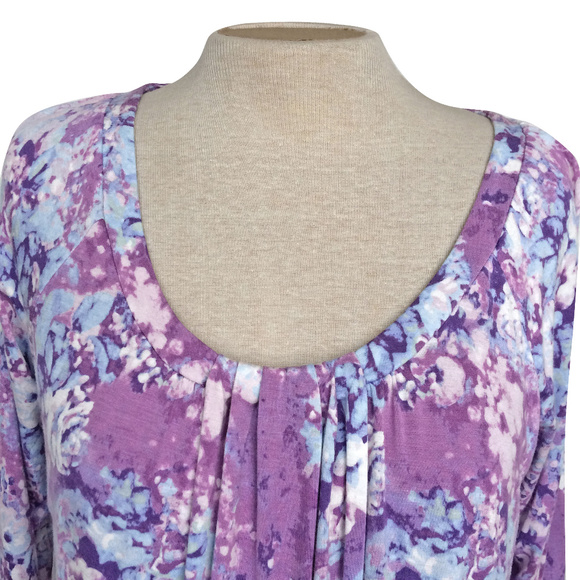 Denver Hayes Purple Watercolor Floral SOFT Shirt M - Picture 1 of 4